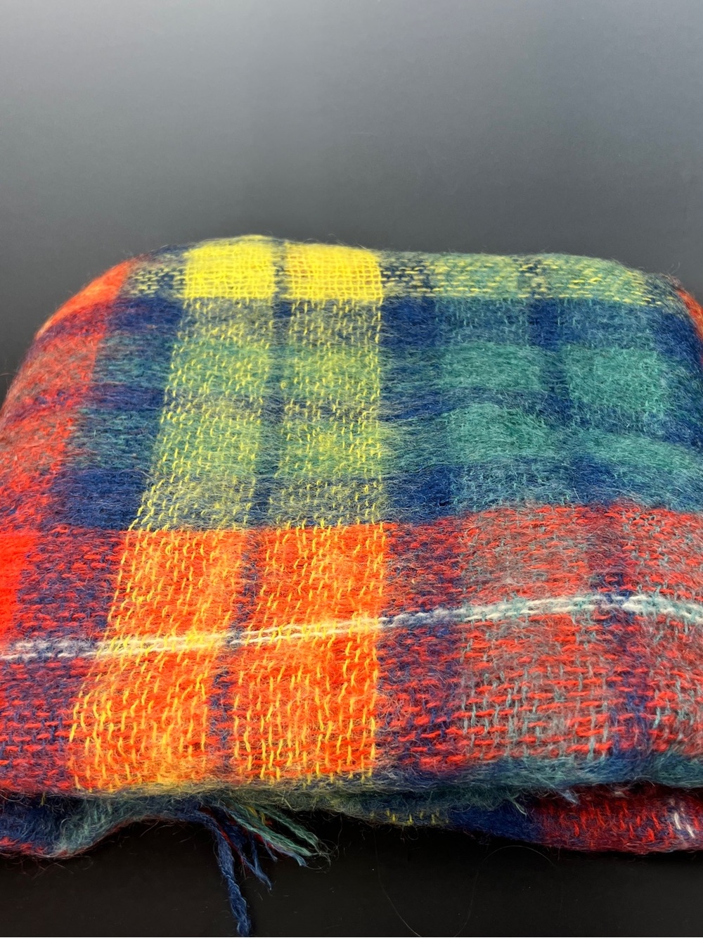 Vintage Mohair Wool Buchanan Tartan Plaid Throw Blanket Scotland